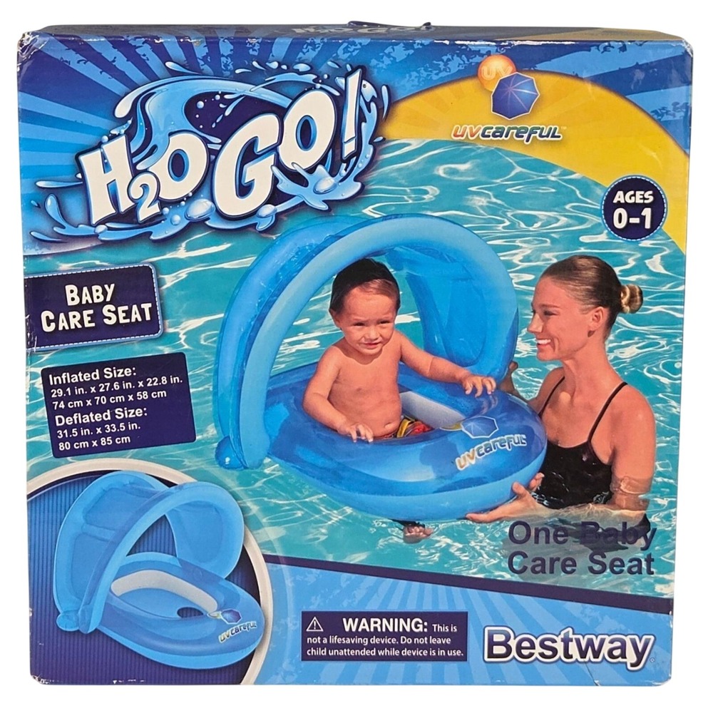 Bestway H2O GO Baby Pool Float Seat with Canopy 0-1 Year Infant Swing Ring New‎